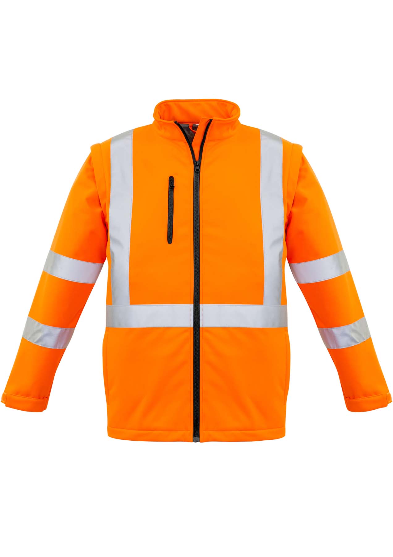 Syzmik Unisex 2 in 1 X Back Reflective Taped Hi Vis Softshell Jacket ZJ680 (Orange)