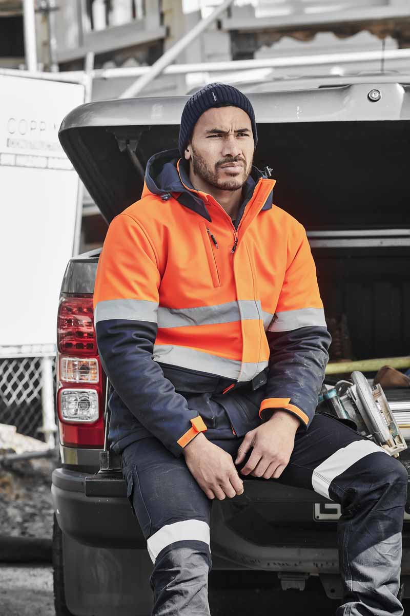 Syzmik Unisex Antarctic Reflective Taped Hi Vis Softshell Jacket ZJ553 (Yellow/Navy)