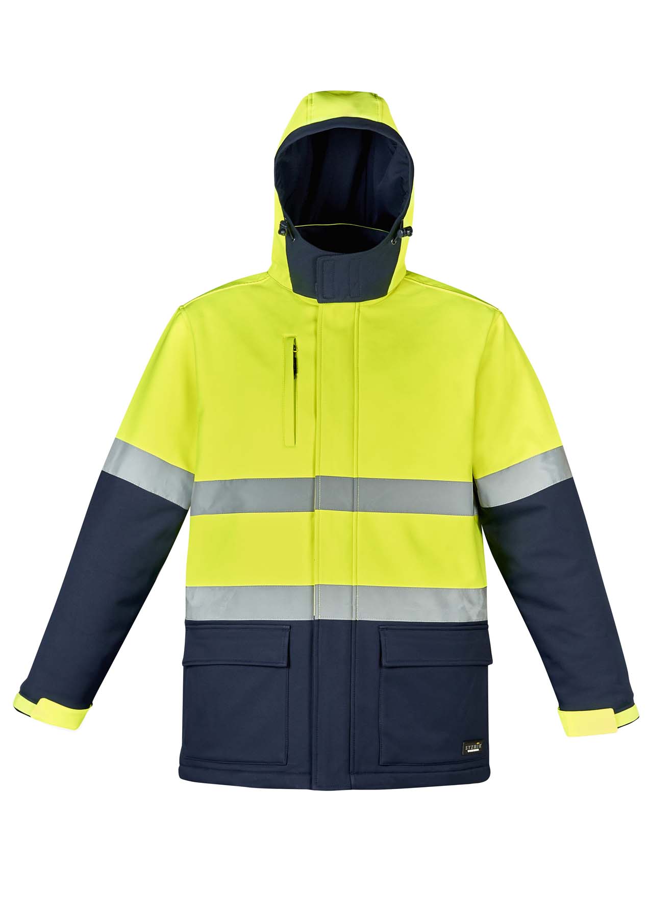 Syzmik Unisex Antarctic Reflective Taped Hi Vis Softshell Jacket ZJ553 (Yellow/Navy)