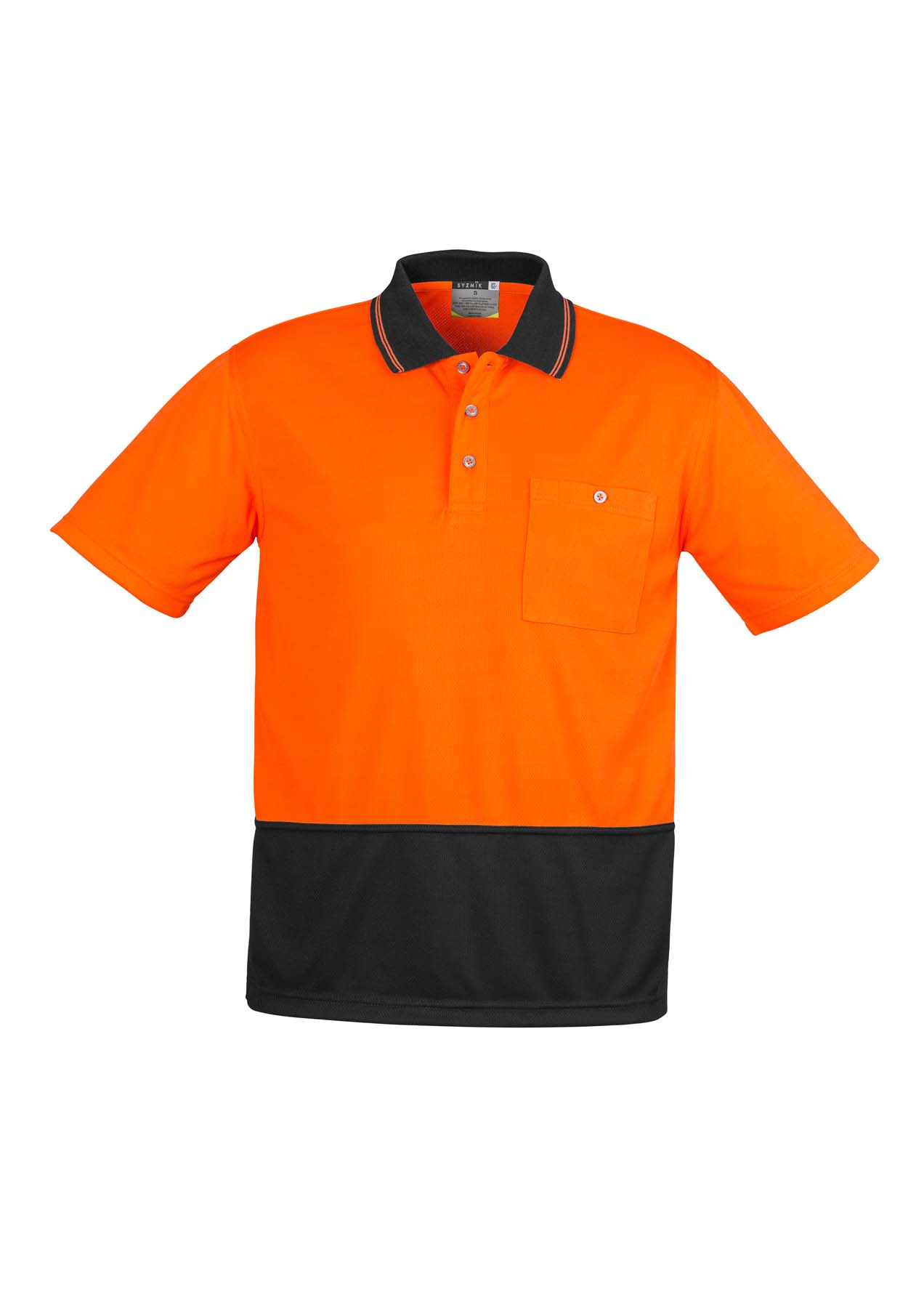 Syzmik Unisex Basic Hi Vis Polo Shirt ZH231 (175 gsm Polyester) (Orange/Black)