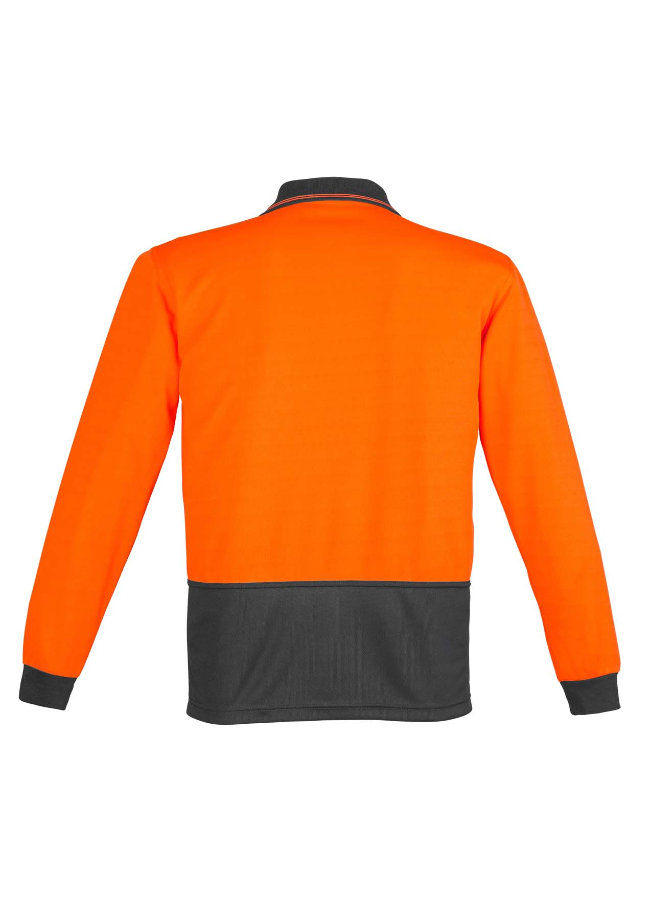 Syzmik Unisex Basic Long Sleeve Hi Vis Polo Shirt ZH232 (175 gsm Polyester) (Orange/Charcoal)