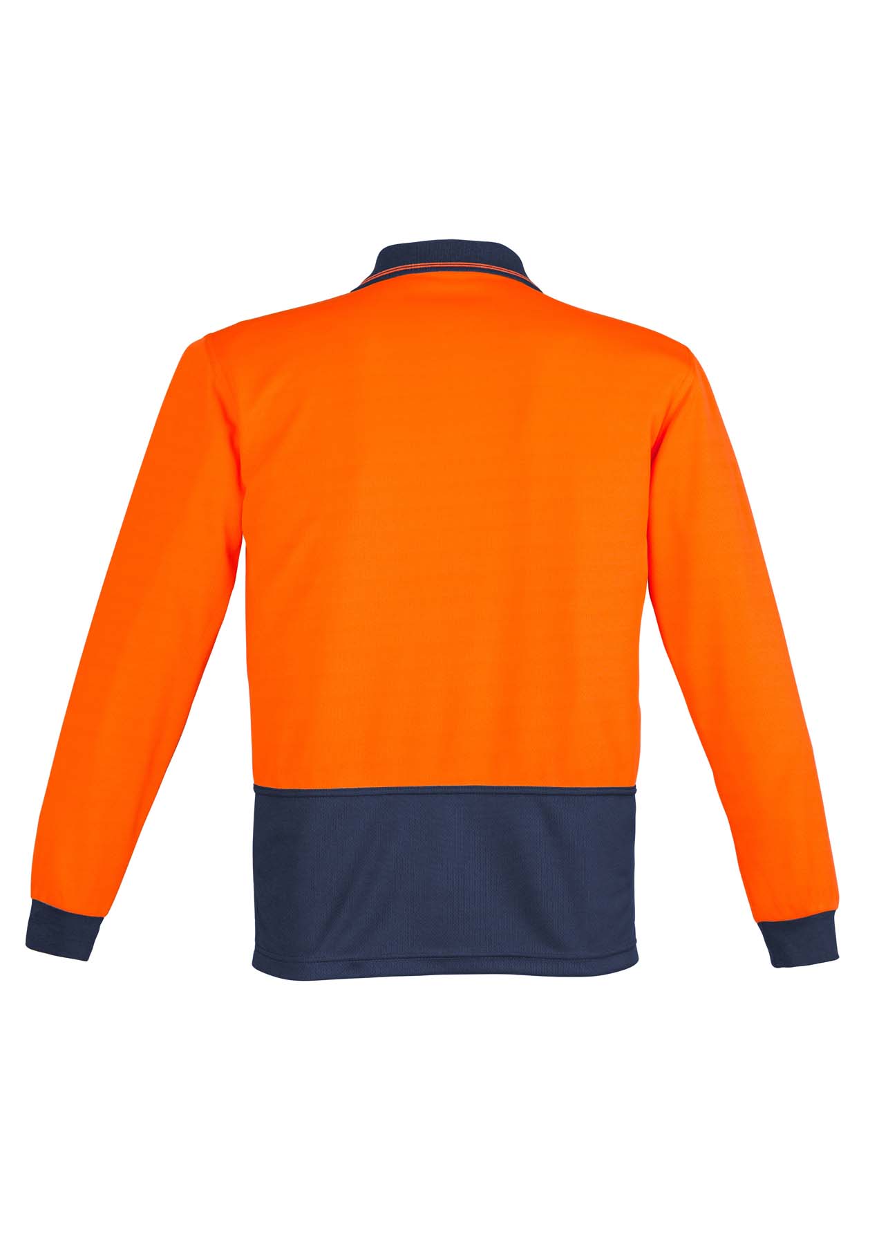 Syzmik Unisex Basic Long Sleeve Hi Vis Polo Shirt ZH232 (175 gsm Polyester) (Orange/Navy)