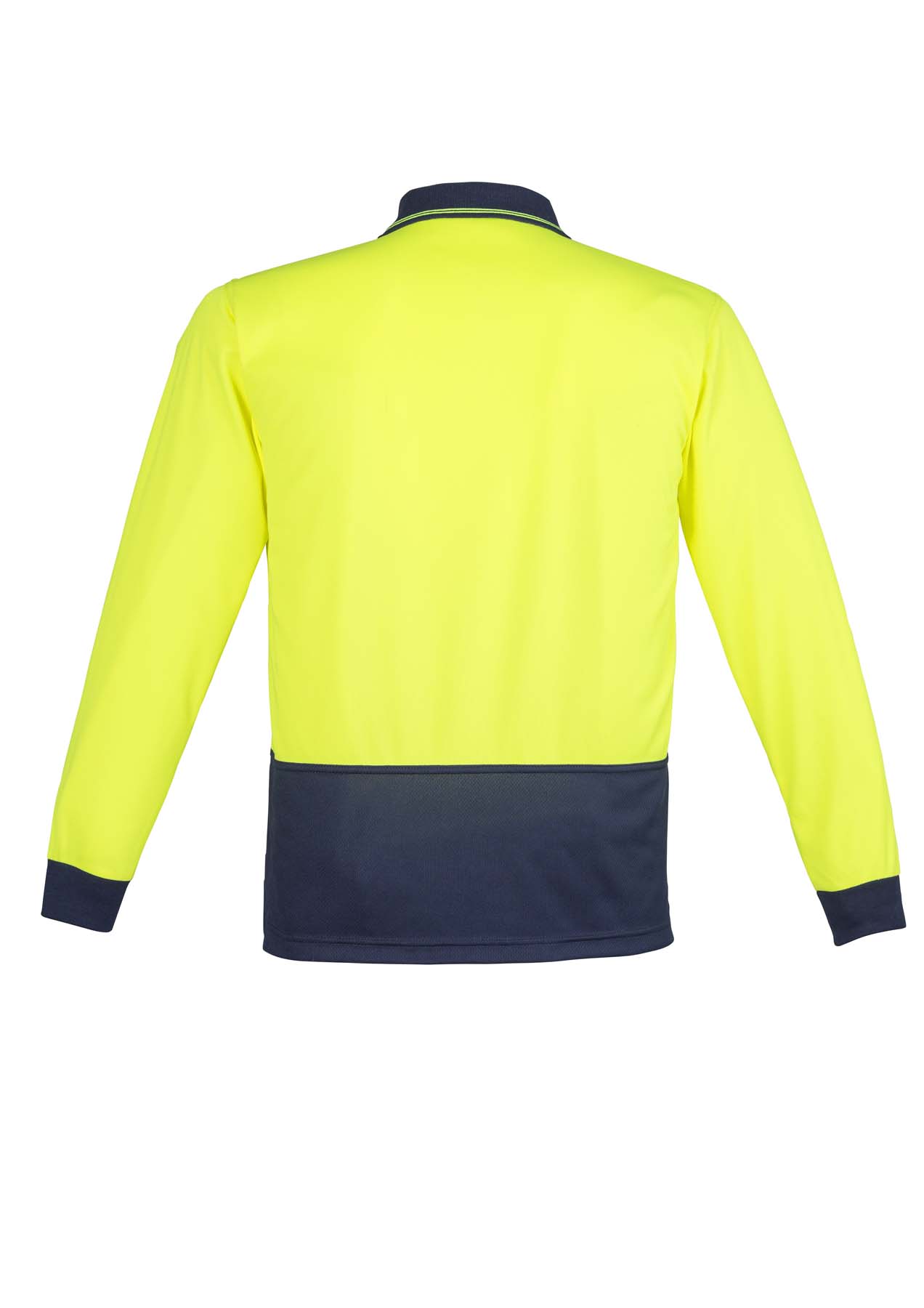 Syzmik Unisex Basic Long Sleeve Hi Vis Polo Shirt ZH232 (175 gsm Polyester) (Yellow/Navy)