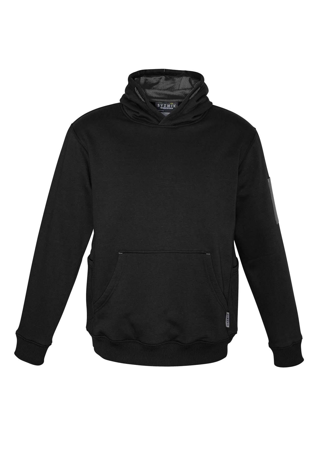 Syzmik Unisex Multi Pocket Work Hoodie ZT467 (320 gsm Cotton / Polyester) (Black/Charcoal)