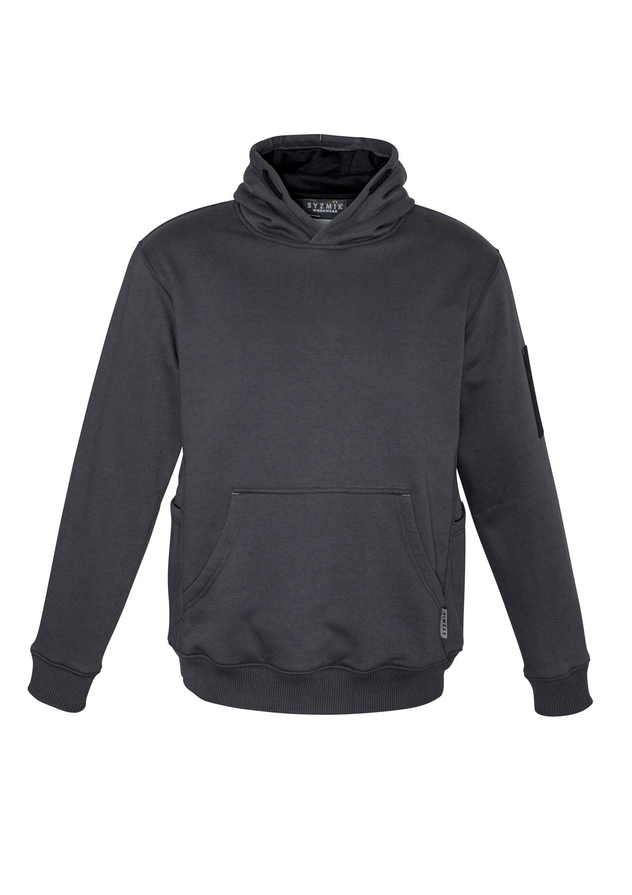 Syzmik Unisex Multi Pocket Work Hoodie ZT467 (320 gsm Cotton / Polyester) (Charcoal/Black)