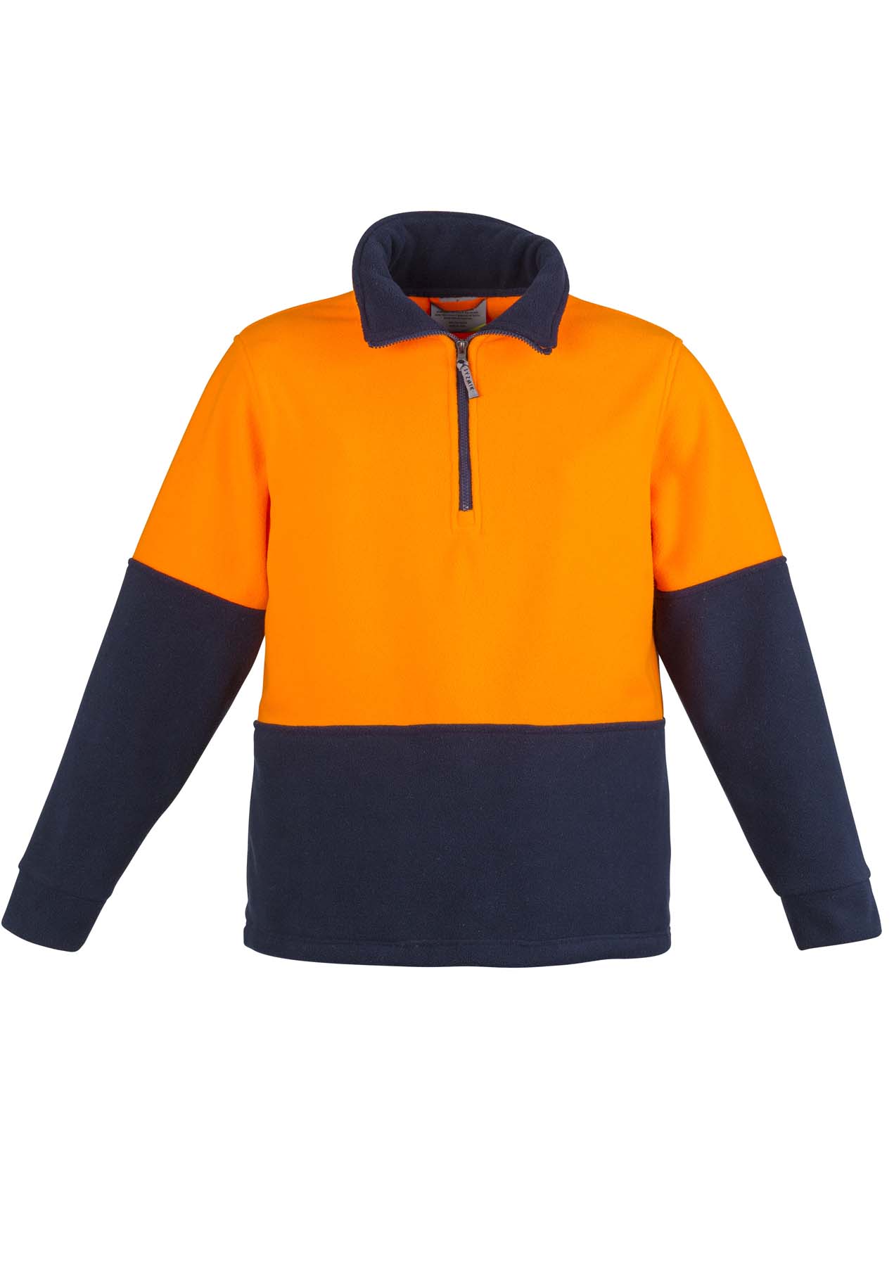Syzmik Unisex Polar Fleece Half Zip Hi Vis Jumper ZT460 (390 gsm Polyester Fleece) (Orange/Navy)
