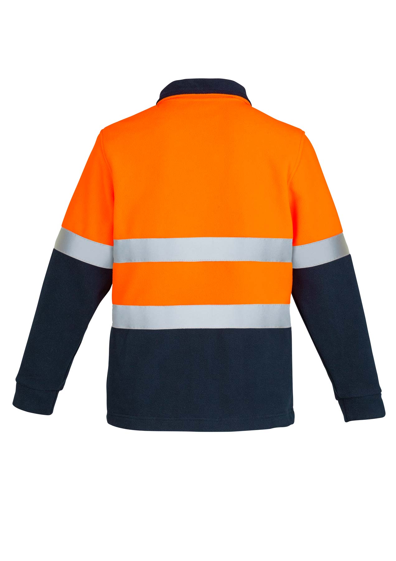 Syzmik Unisex Polar Fleece Reflective Taped Half Zip Hi Vis Jumper ZT461 (390 gsm Polyester Fleece) (Orange/Navy)