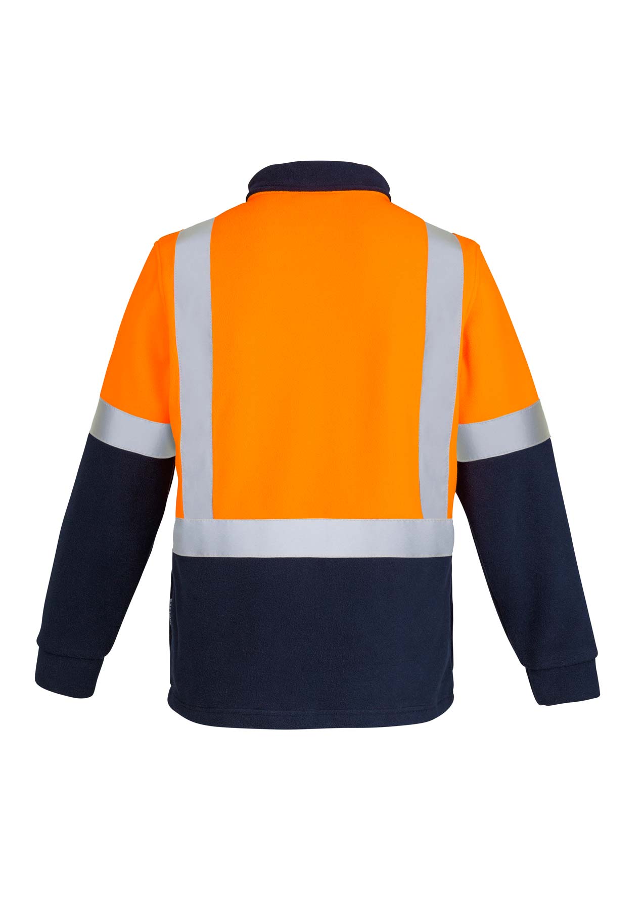 Syzmik Unisex Polar Fleece Shoulder Reflective Taped Half Zip Hi Vis Jumper ZT462 (390 gsm Polyester Fleece) (Orange/Navy)