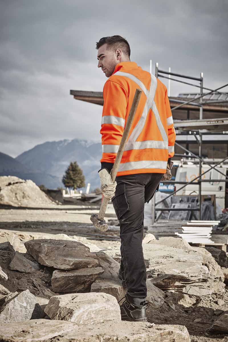 Syzmik Unisex X Back Reflective Taped Half Zip Hi Vis Jumper ZT660 (320 gsm Polyester) (Orange)