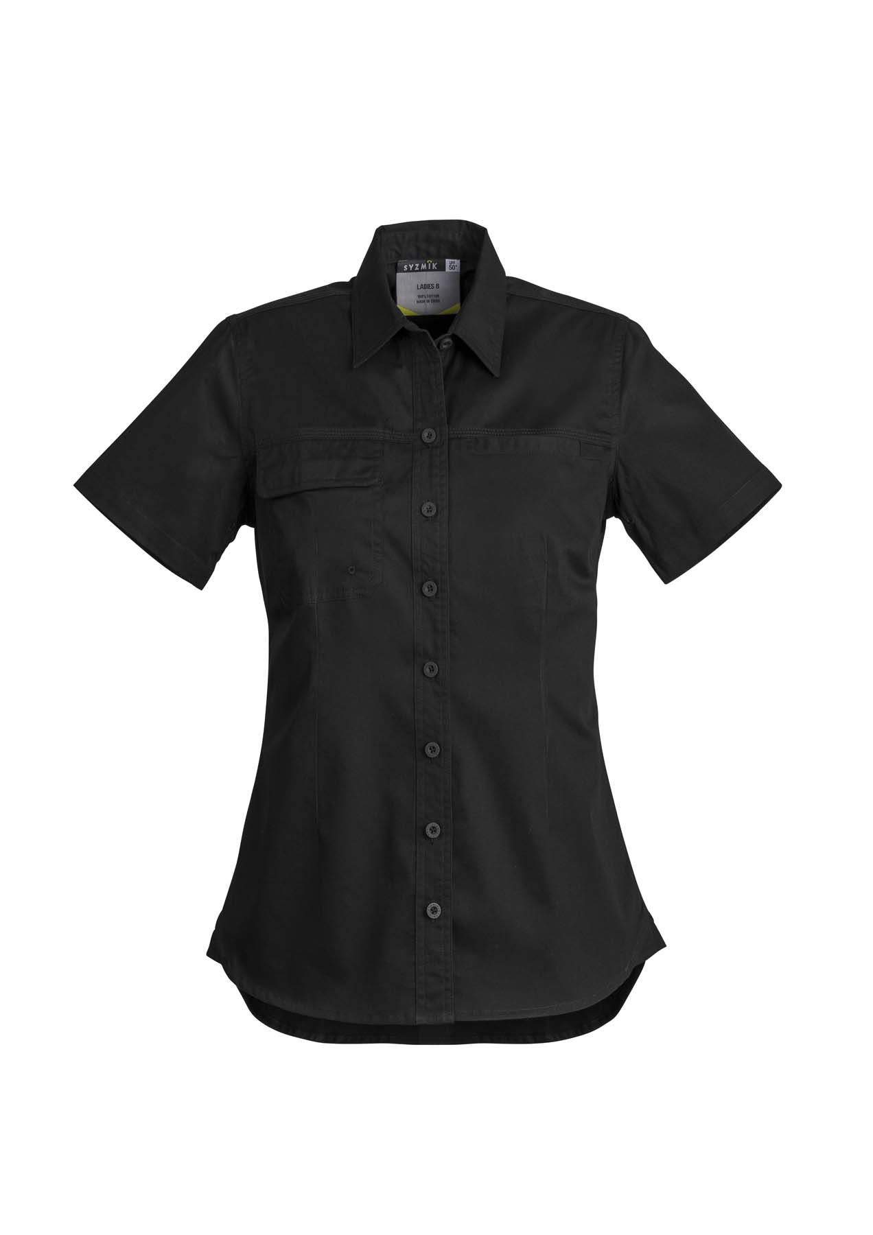 Syzmik Women's Lightweight Tradie Short Sleeve Work Shirt ZWL120 (145 gsm Cotton Twill) (Black)