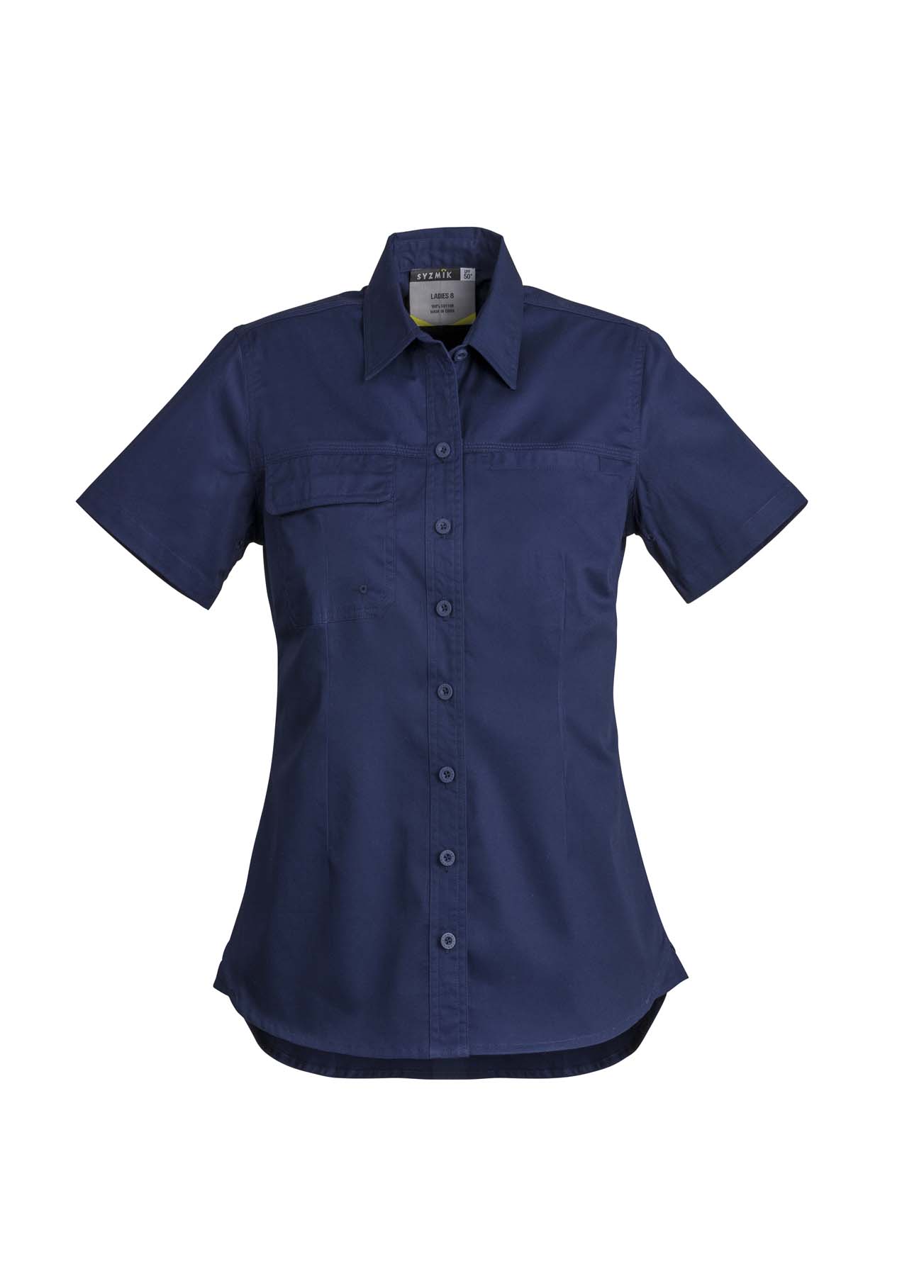 Syzmik Women's Lightweight Tradie Short Sleeve Work Shirt ZWL120 (145 gsm Cotton Twill) (Blue)