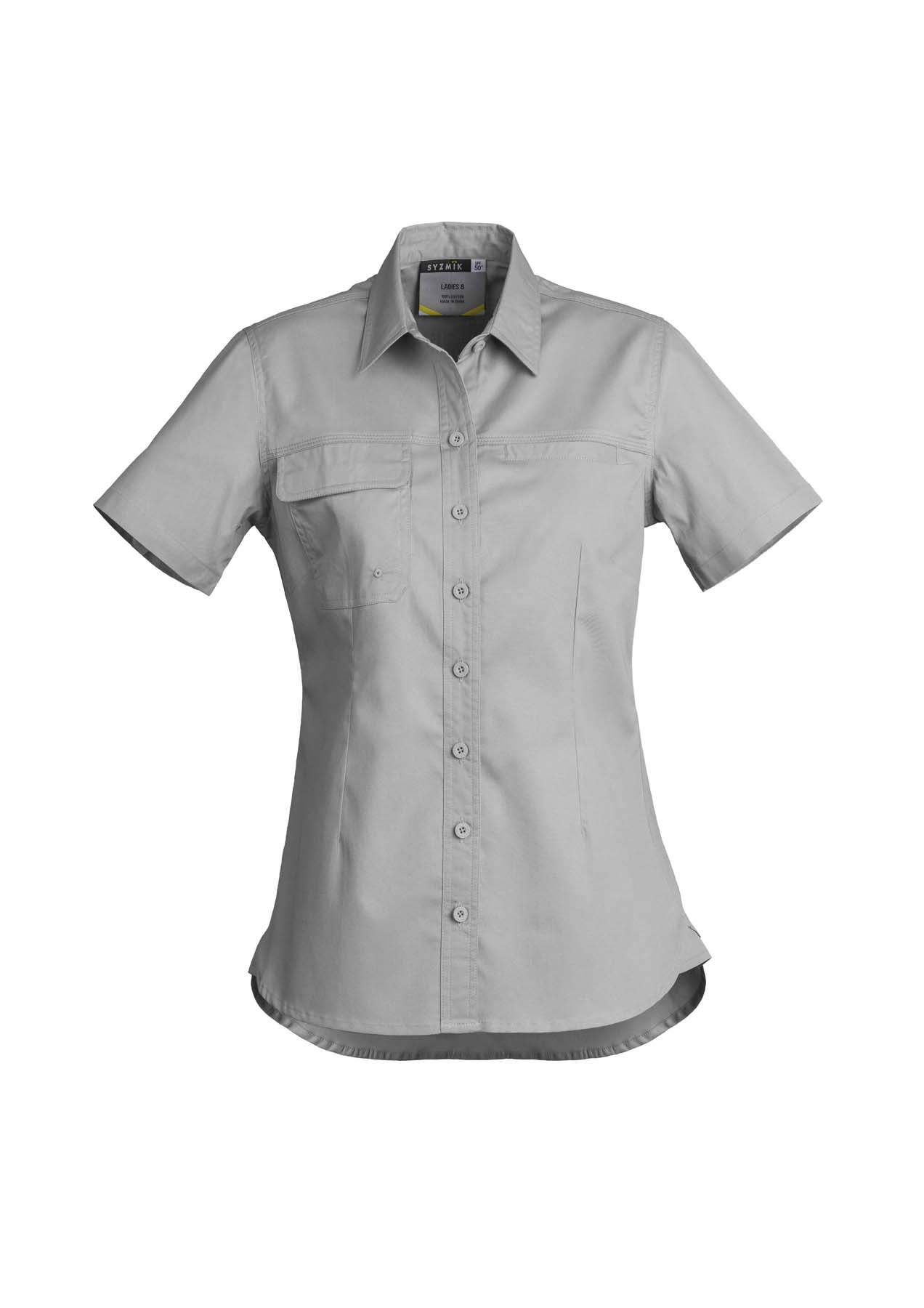 Syzmik Women's Lightweight Tradie Short Sleeve Work Shirt ZWL120 (145 gsm Cotton Twill) (Grey)