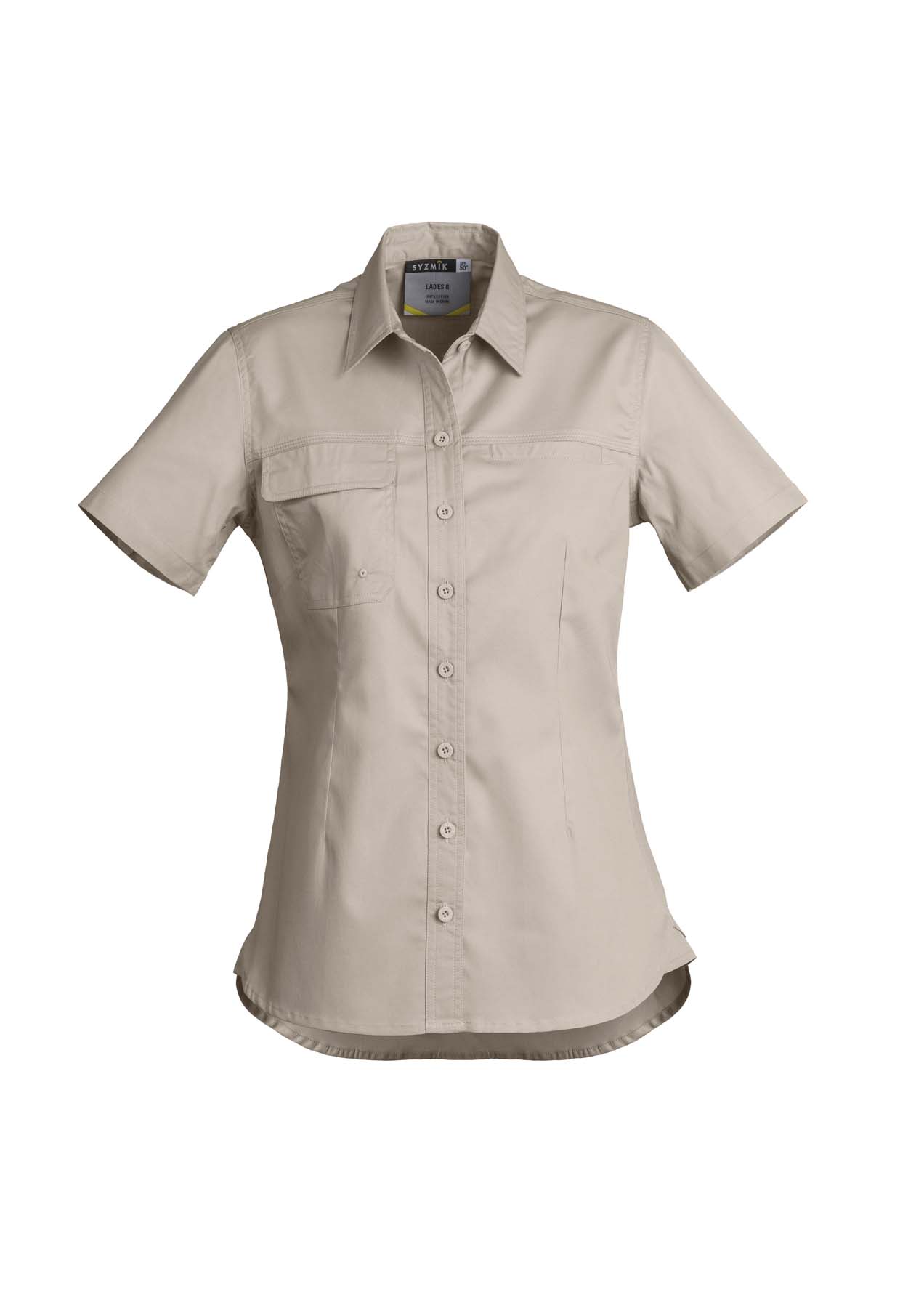 Syzmik Women's Lightweight Tradie Short Sleeve Work Shirt ZWL120 (145 gsm Cotton Twill) (Sand)