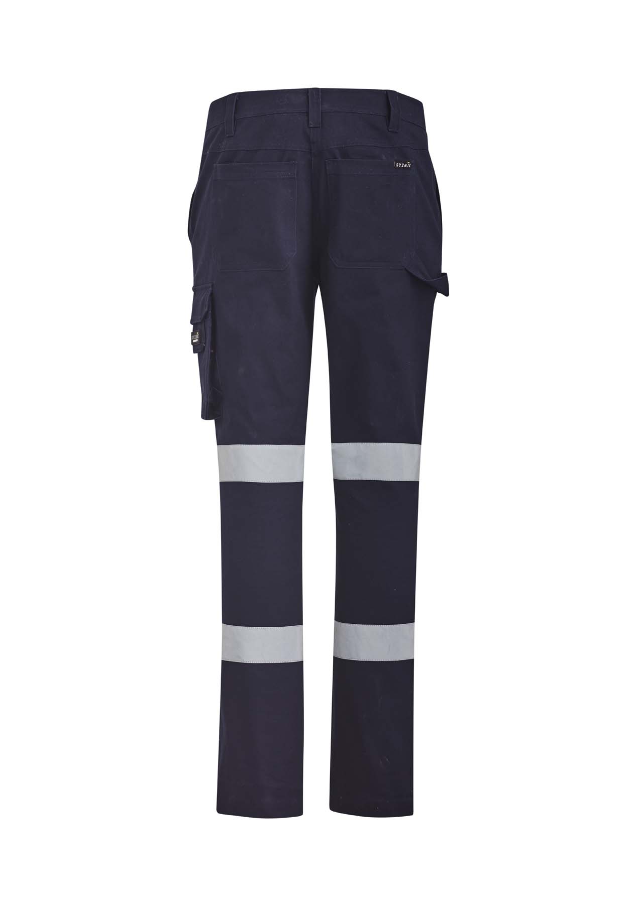 Syzmik Women's Reflective BioMotion Taped Hi Vis Pants ZP720 (280 gsm Cotton Drill) (Navy)