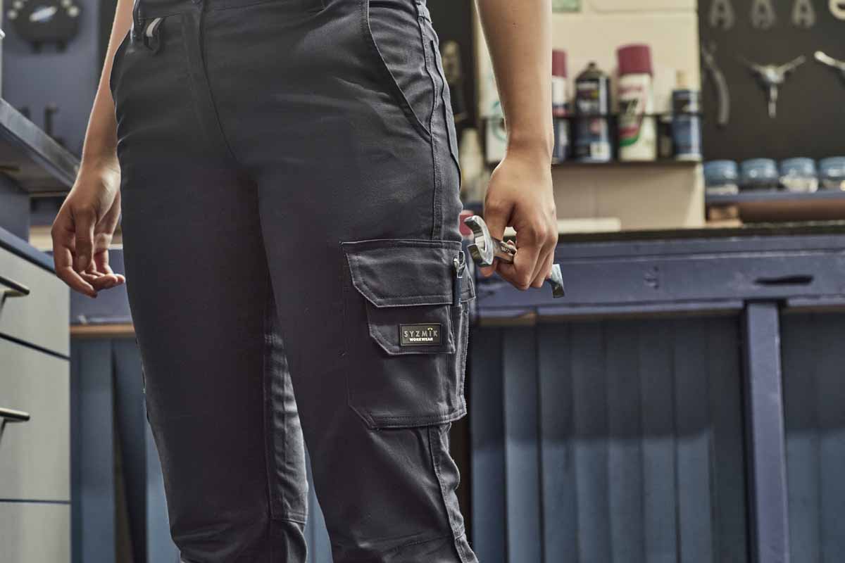 Syzmik Women's Rugged Cooling Cargo Work Pants ZP704 (240 gsm Cotton Ripstop) (Charcoal)