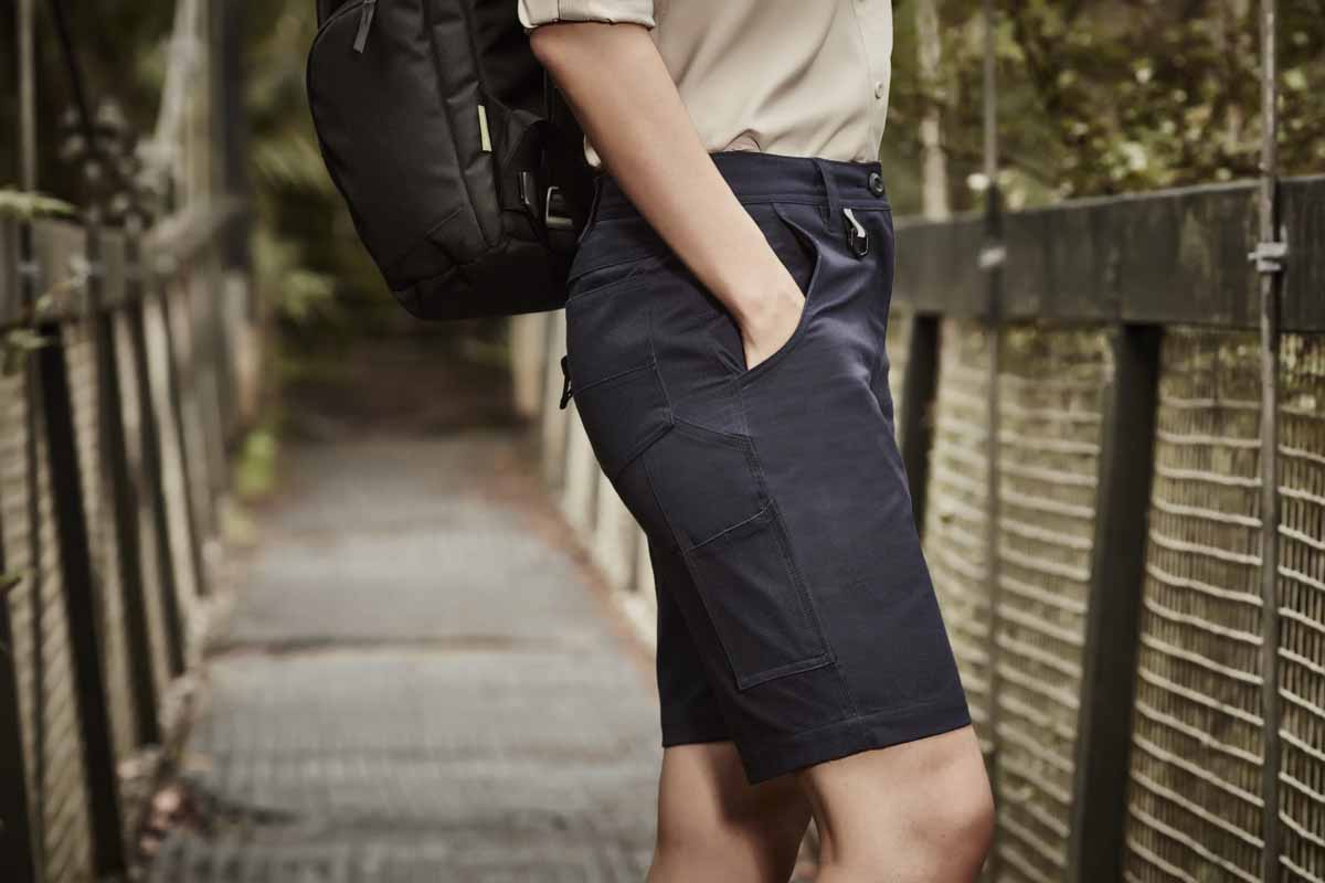 Syzmik Women's Rugged Cooling Vented Work Shorts ZS704 (240 gsm Cotton Ripstop) (Navy)