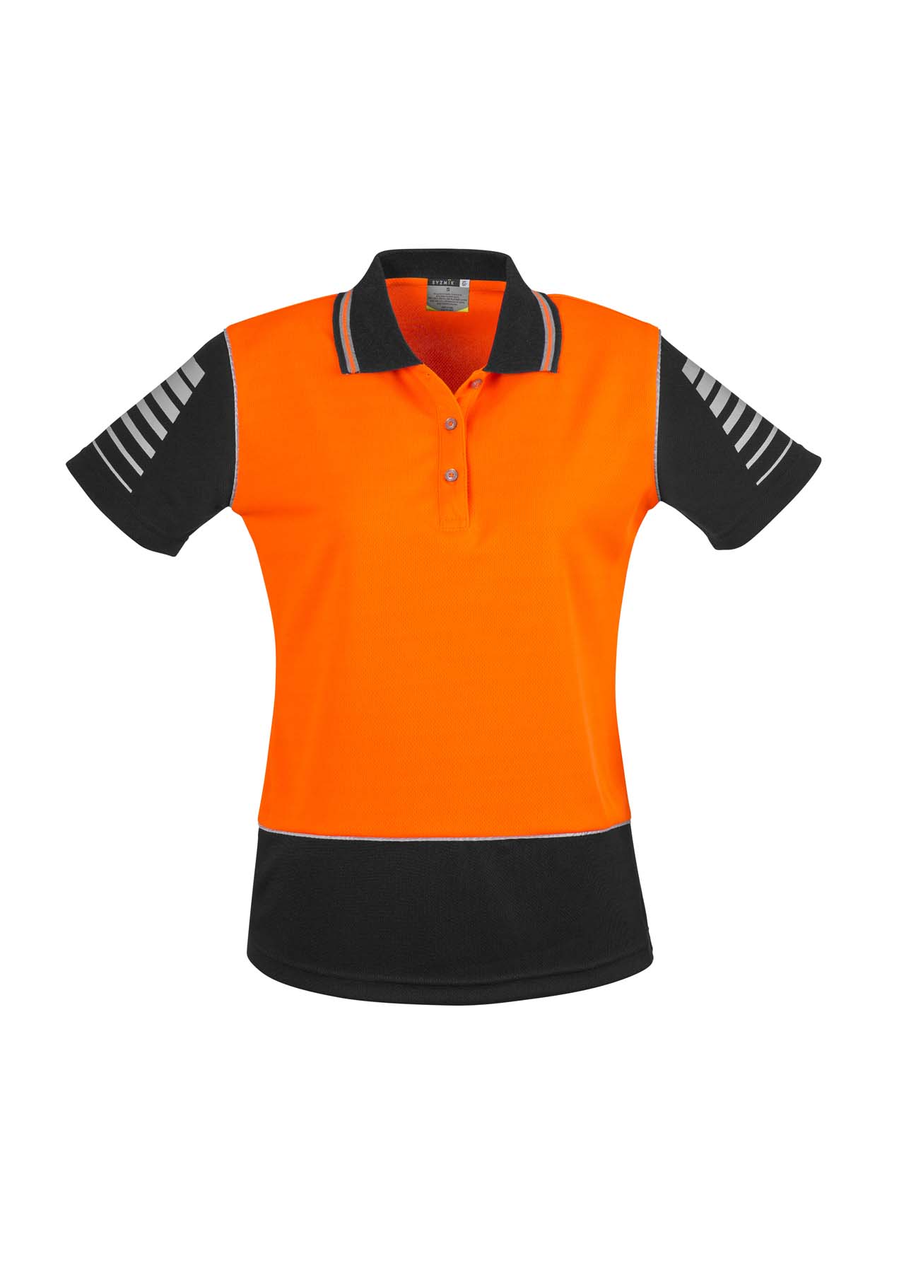 Syzmik Women's Zone Hi Vis Polo Shirt ZHL236 (175 gsm Polyester) (Orange/Black)