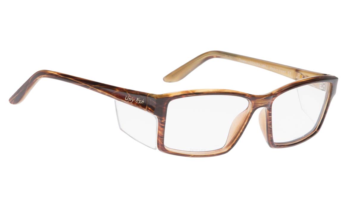 Bundle Ugly Fish Twister Brown Woodgrain (Prescription Safety Glasses Frame &amp; Lenses Package)