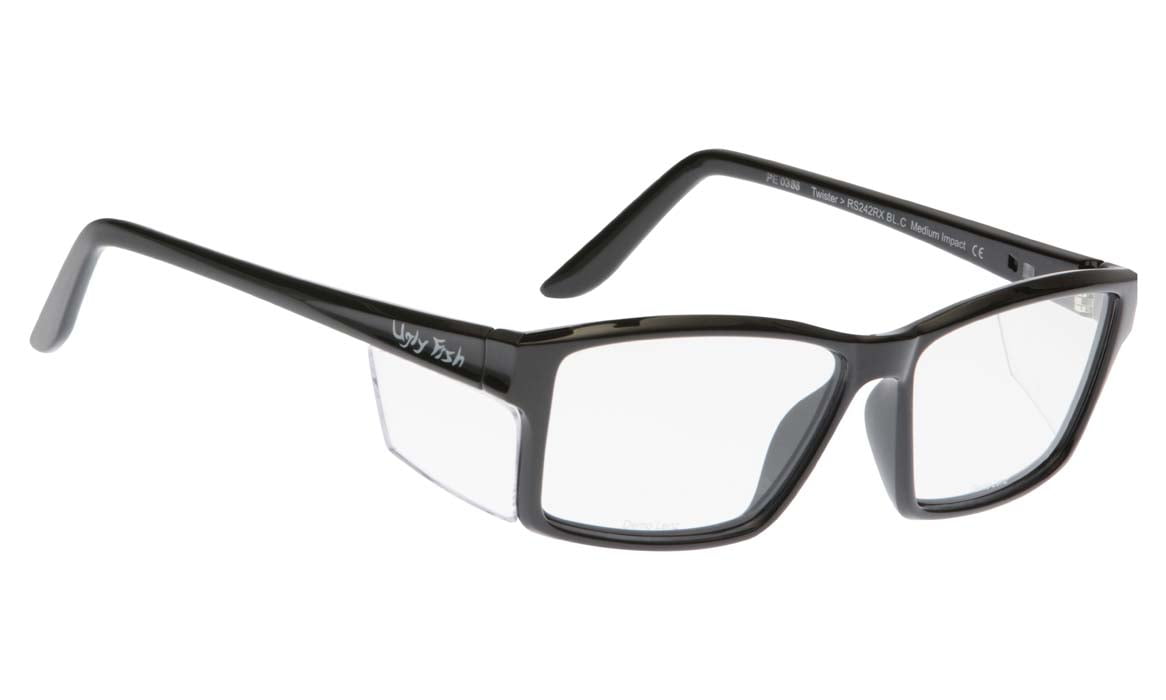 Ugly Fish Twister Gloss Black (Prescription Safety Glasses Frame &amp; Lenses Package)