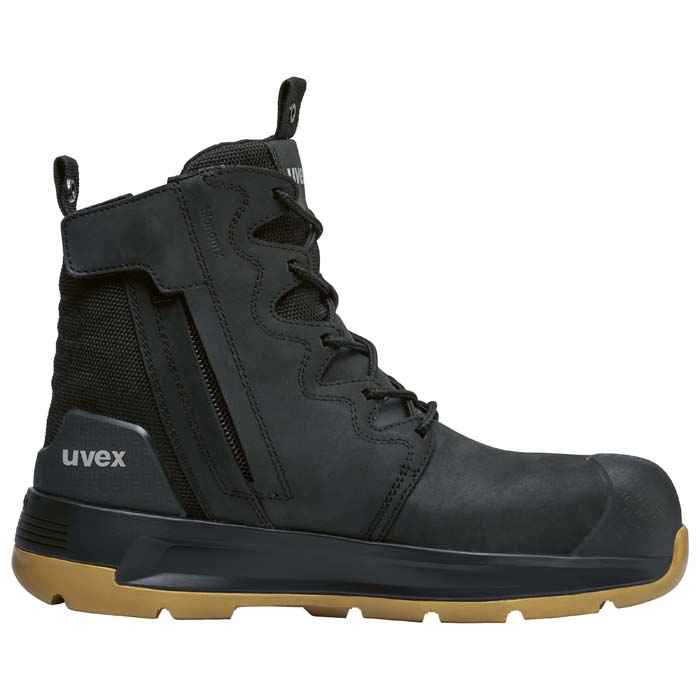 uvex 3 x-flow Side Zip Work Boots 65428 65420 (Black & Tan)