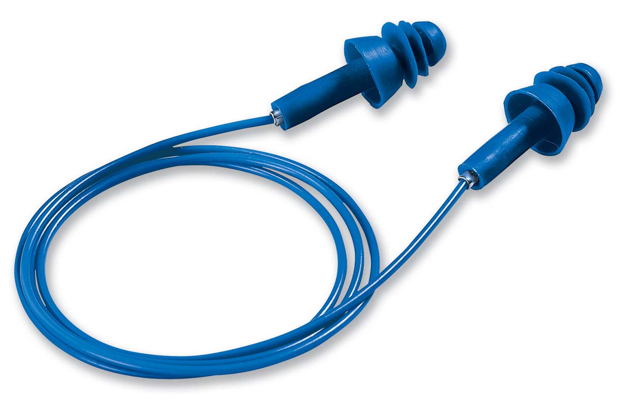 uvex Whisper Plus Corded Reusable Detectable Earplugs in Hygiene Container WP-DT (22 dB) (Class 4) - Box of 50